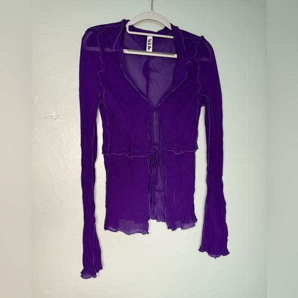 Rat & Boa Aphrodite blouse in purple witchy whimsigoth open tie front top - Picture 1 of 9